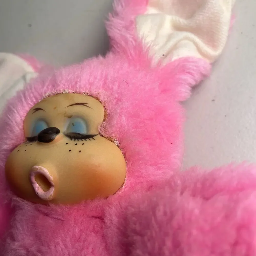 Vintage 1977 Russ Berrie Bon Bon Pink Thumb Sucker Plush Stuffed Animal 12